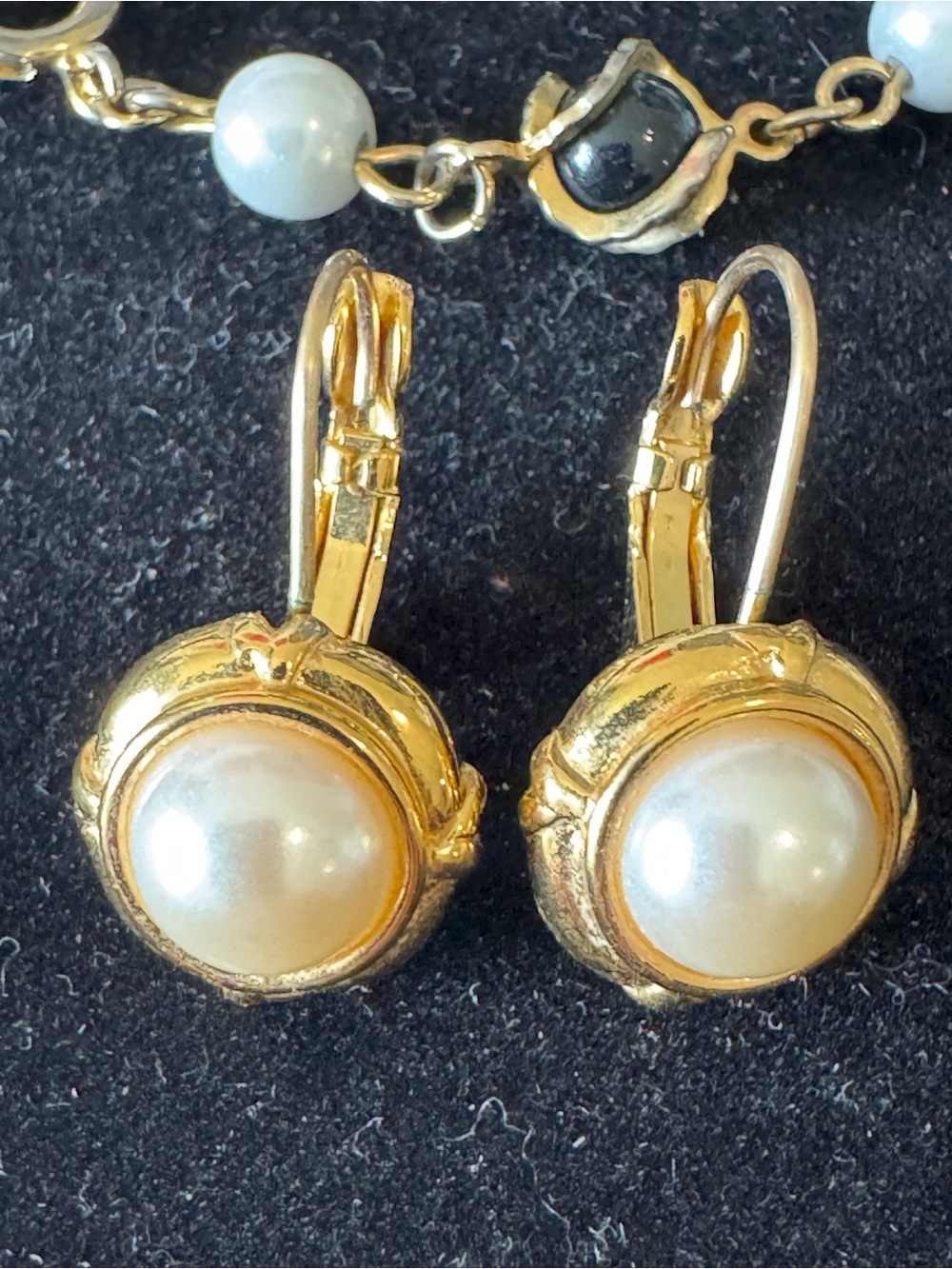 Napier Gold-Tone Pearl Leverback Earrings and other accessories